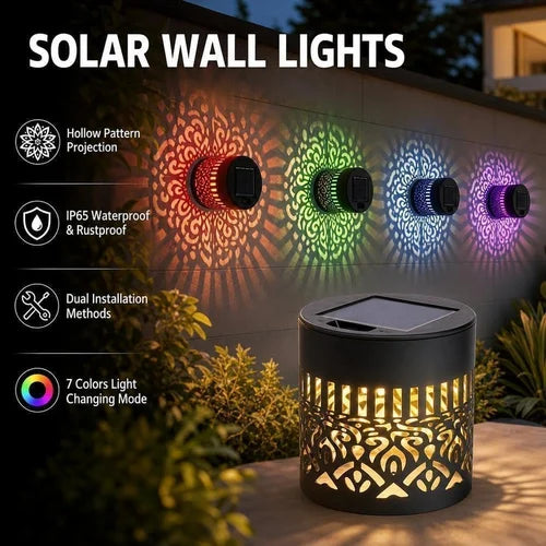 Solar Mandala Wall Light Outdoor Garden Decor