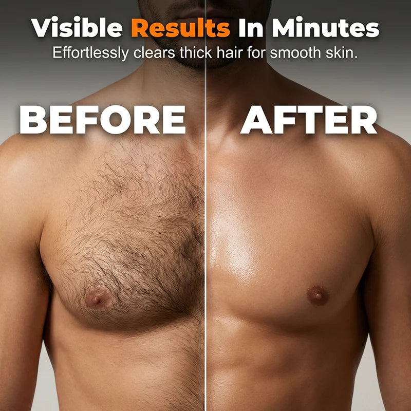 Hair Removal Cream for Men – Safe Manscaping Cream | 4-Min Fast Action, Soothing Seaweed Formula, 100g