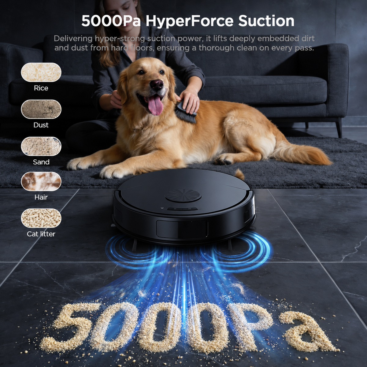 Smart Robot Vacuum & Mop – 5000 Pa Suction, Laser Navigation, App & Alexa Control