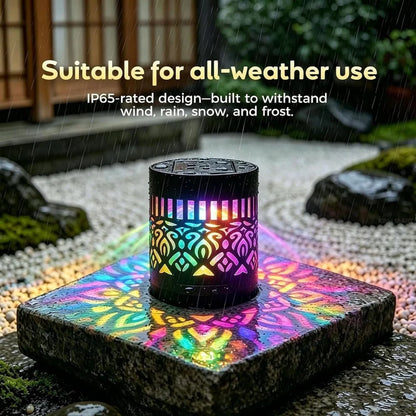 Solar Mandala Wall Light Outdoor Garden Decor
