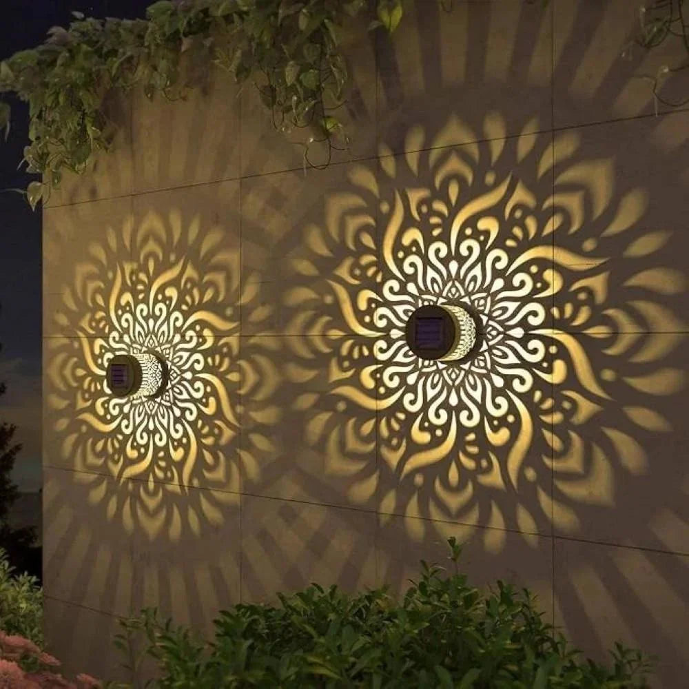 Solar Mandala Wall Light Outdoor Garden Decor