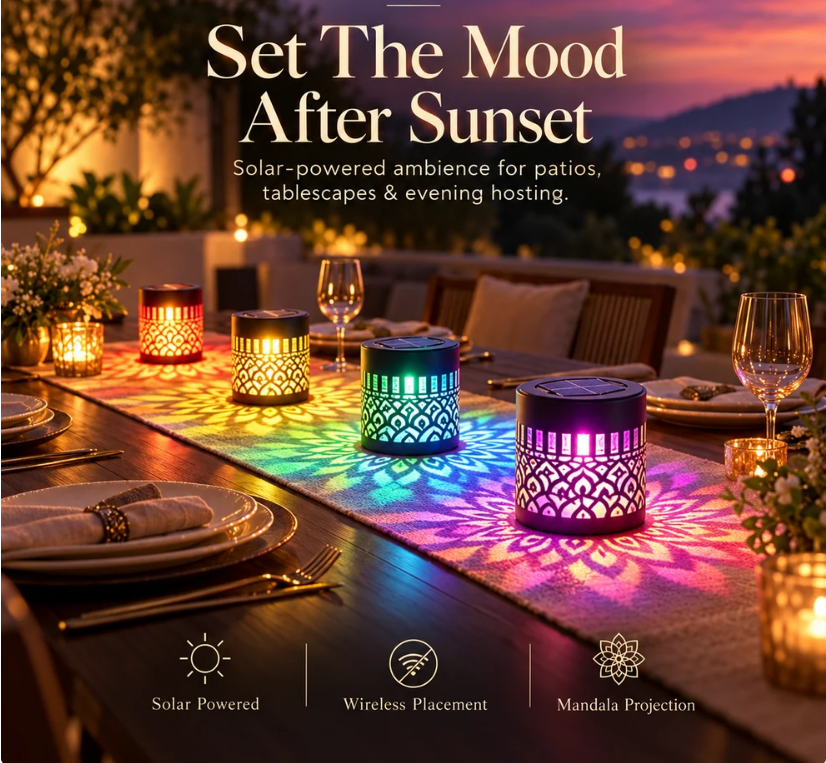 Solar Mandala Wall Light Outdoor Garden Decor