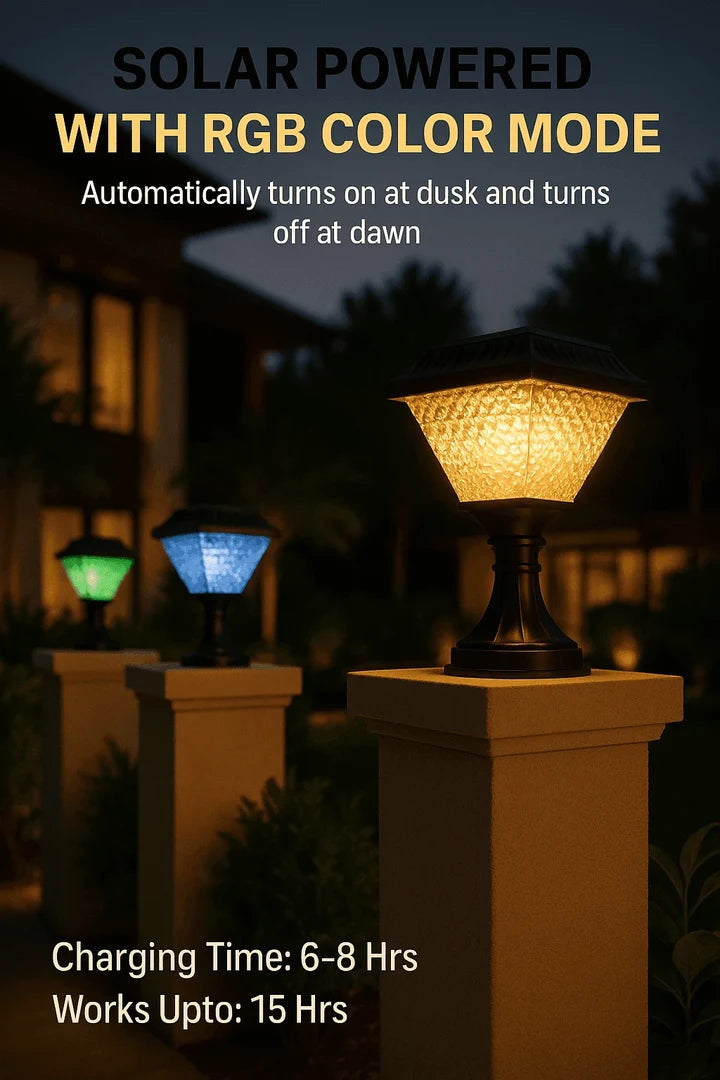 Solar RGB Gate Garden Light | Color Changing Outdoor Lamp