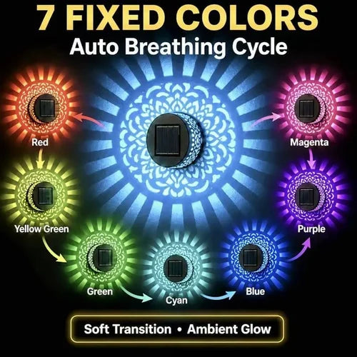 Solar Mandala Wall Light Outdoor Garden Decor