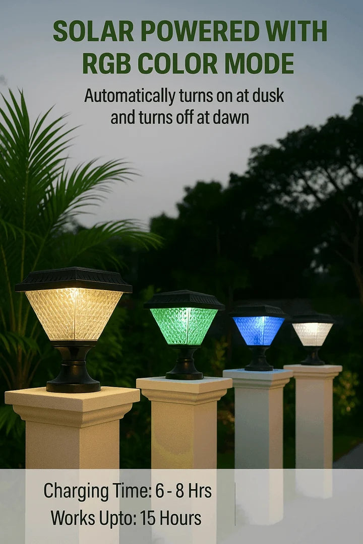 Solar RGB Gate Garden Light | Color Changing Outdoor Lamp