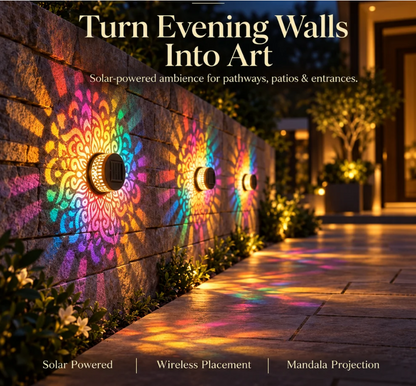 Solar Mandala Wall Light Outdoor Garden Decor
