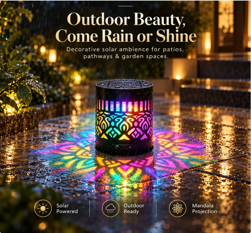 Solar Mandala Wall Light Outdoor Garden Decor