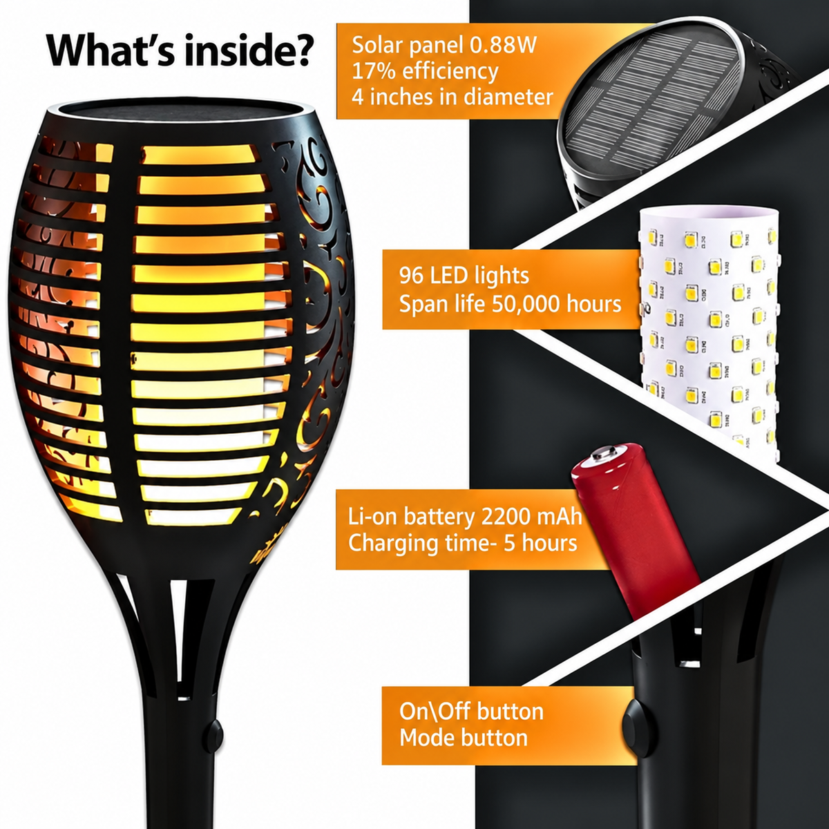 Solar Mashal Light 96 LED Outdoor IP65 Waterproof