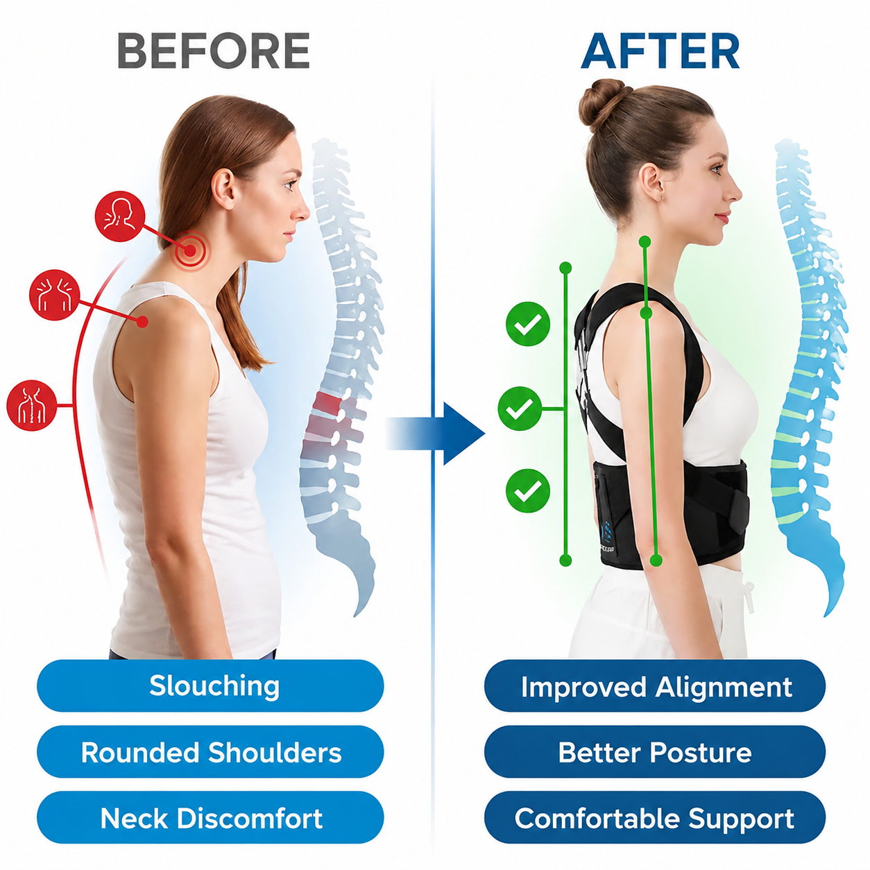 Posture Corrector Belt – Adjustable Back Support Brace