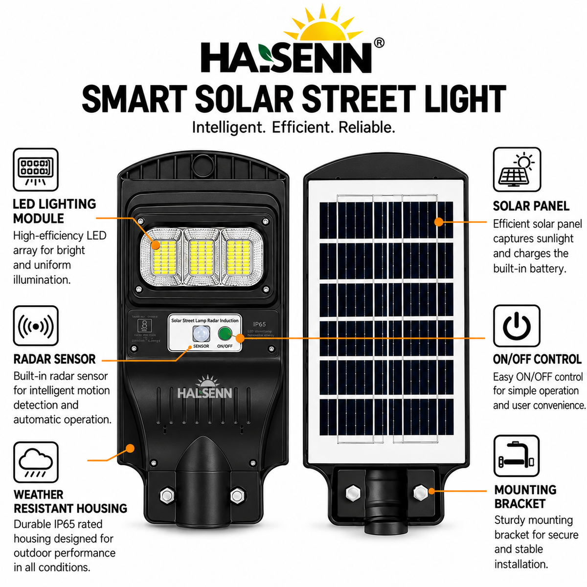 65W Solar Street Light – Smart, Powerful & Energy Efficient | 1 Year Warranty