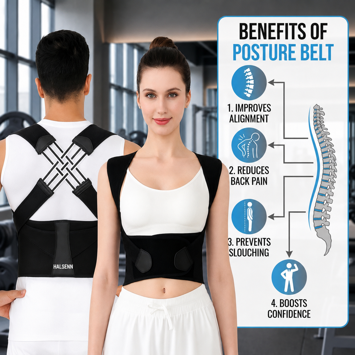 Posture Corrector Belt – Adjustable Back Support Brace