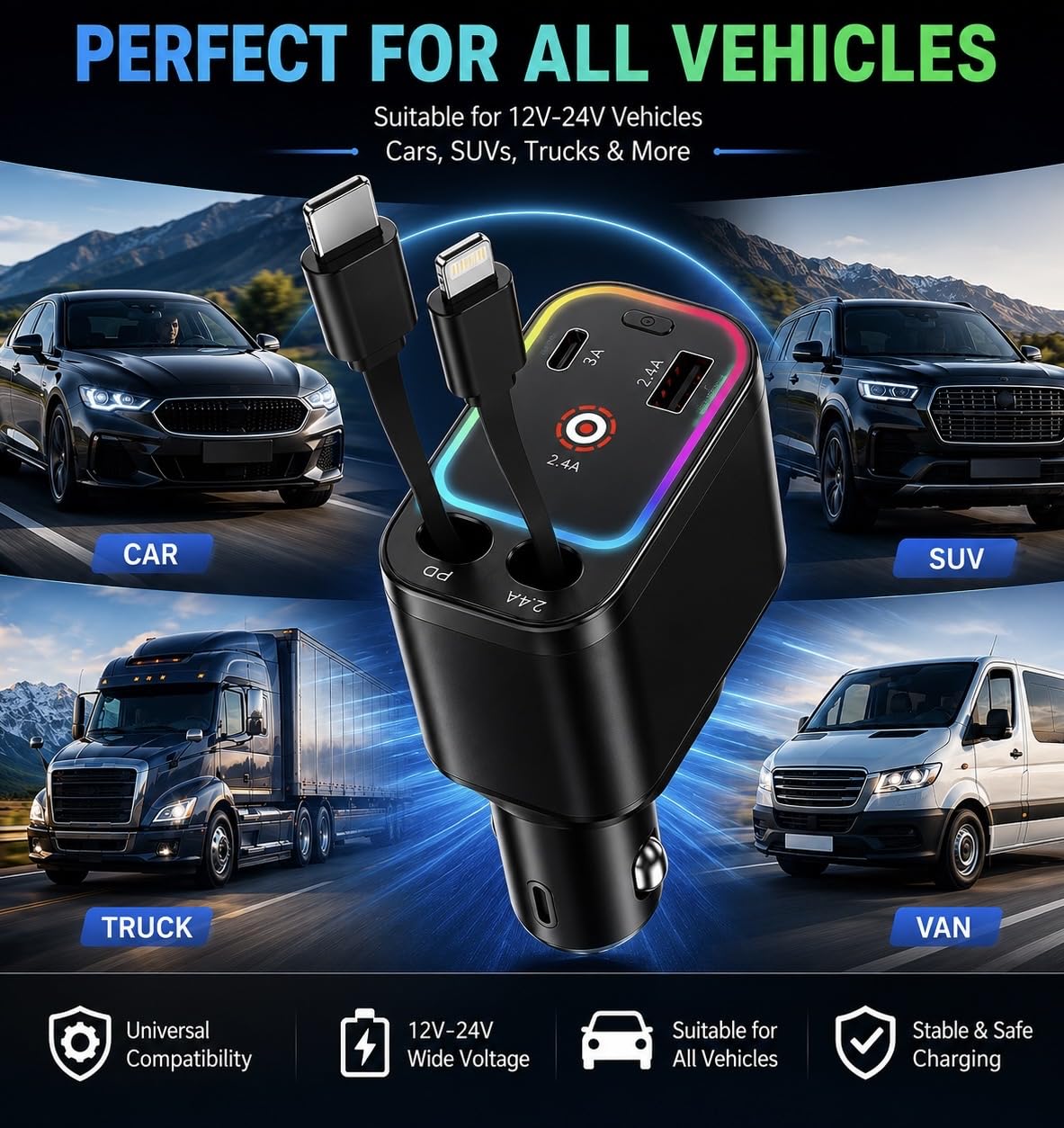 DriveGlow™ 4-in-1 Starlight Car Charger