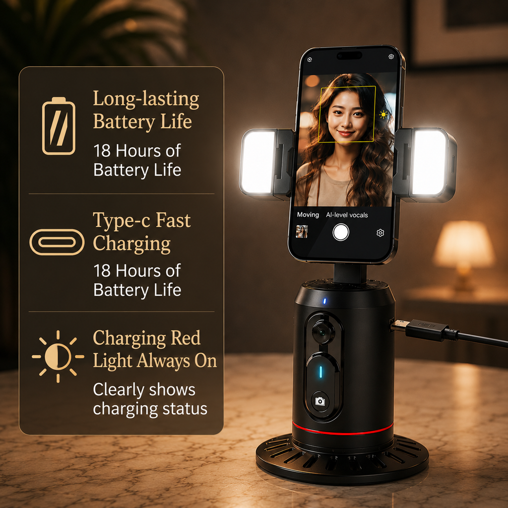 Lumi X360™ – Smart 360 AI Face & Body Tracking Gimbal with LED Lights
