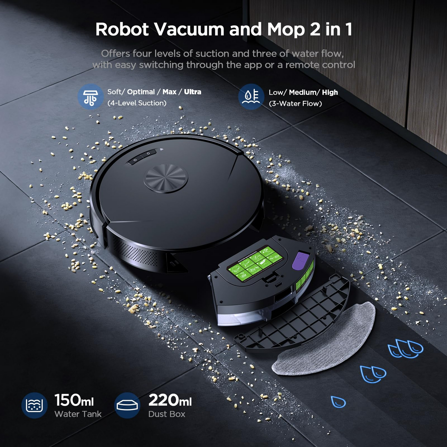 Smart Robot Vacuum & Mop – 5000 Pa Suction, Laser Navigation, App & Alexa Control