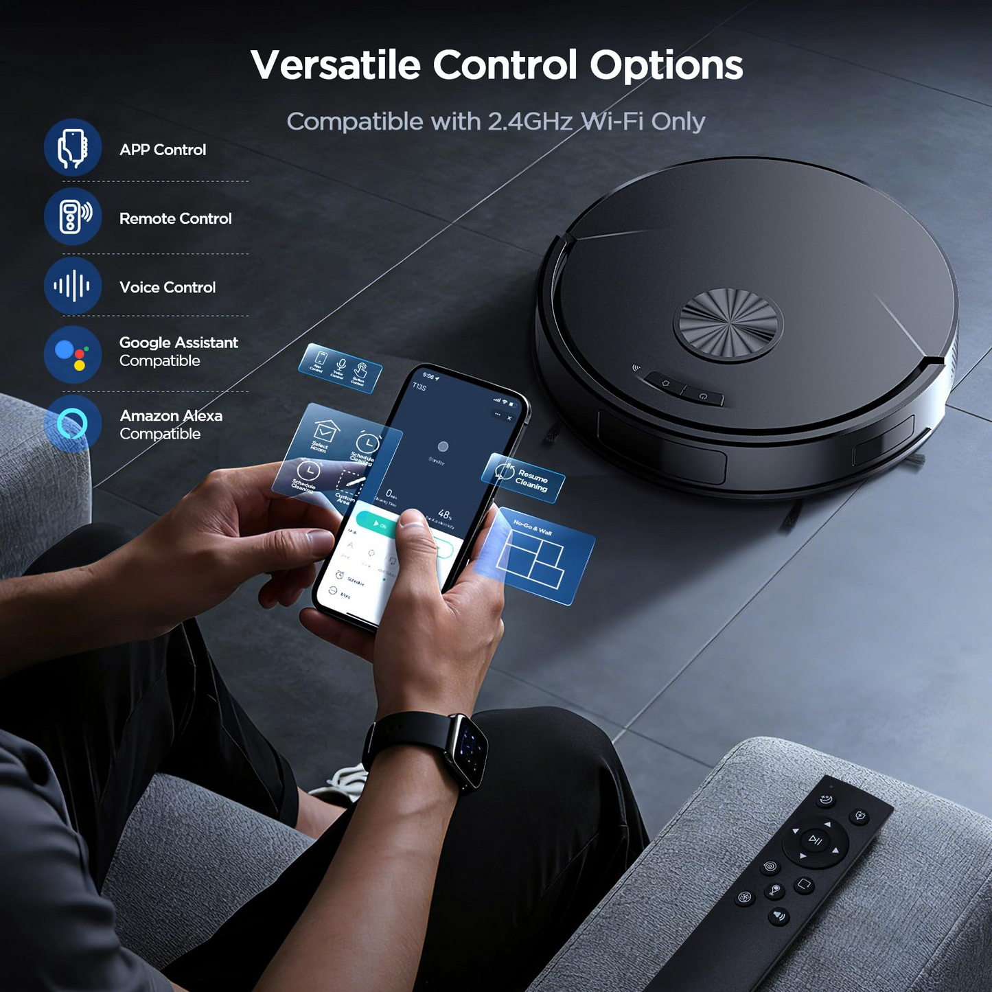 Smart Robot Vacuum & Mop – 5000 Pa Suction, Laser Navigation, App & Alexa Control