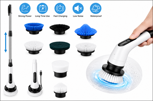 9-in-1 Electric Spin Scrubber – Cordless Retractable Cleaning Brush, IPX6 Waterproof