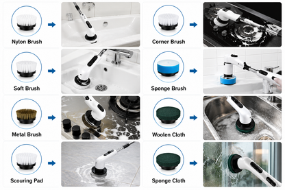 9-in-1 Electric Spin Scrubber – Cordless Retractable Cleaning Brush, IPX6 Waterproof