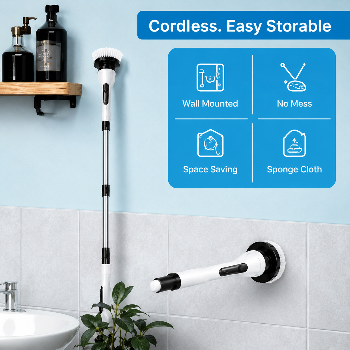 9-in-1 Electric Spin Scrubber – Cordless Retractable Cleaning Brush, IPX6 Waterproof
