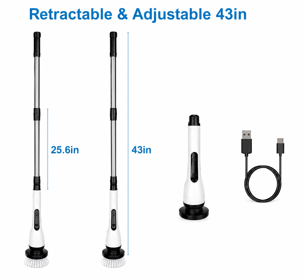 9-in-1 Electric Spin Scrubber – Cordless Retractable Cleaning Brush, IPX6 Waterproof