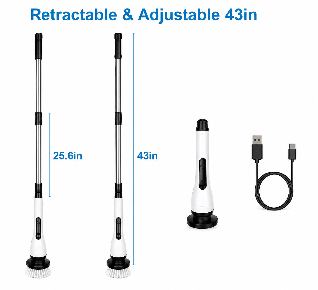 9-in-1 Electric Spin Scrubber – Cordless Retractable Cleaning Brush, IPX6 Waterproof