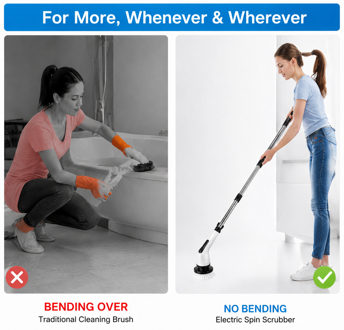 9-in-1 Electric Spin Scrubber – Cordless Retractable Cleaning Brush, IPX6 Waterproof