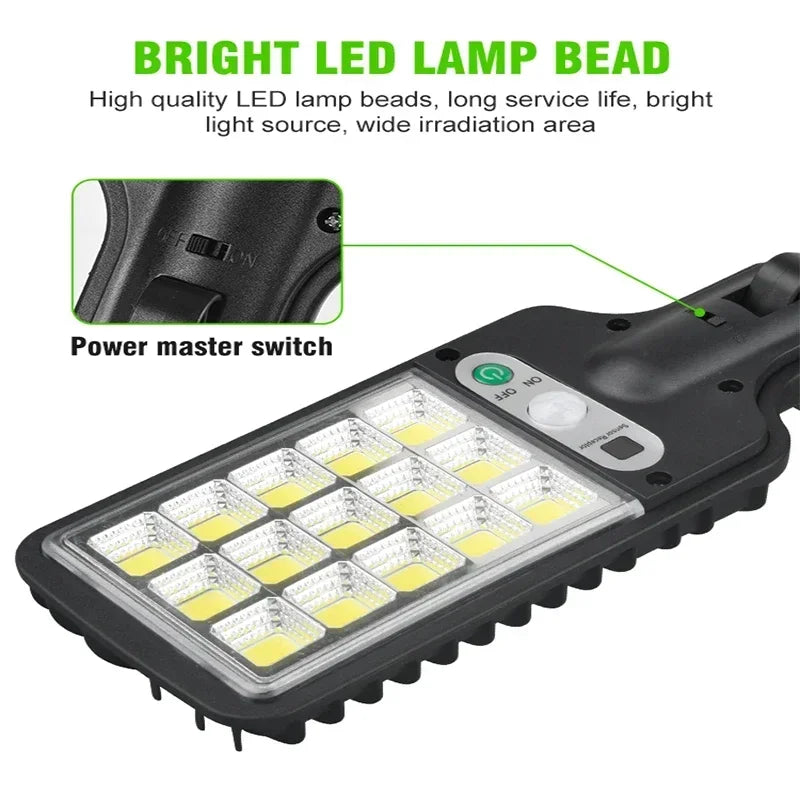 Solar Motion Sensor Street Light 3 Modes IP65 Waterproof