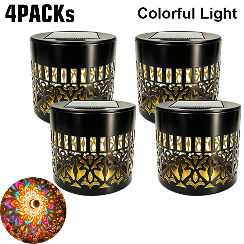 Colorful Light 4PCS Emitting Color Solar Mandala Sunflower Wall Light Outdoor Garden Decor
