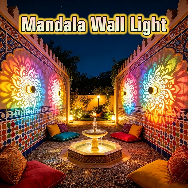 Solar Mandala Sunflower Wall Light Outdoor Garden Decor