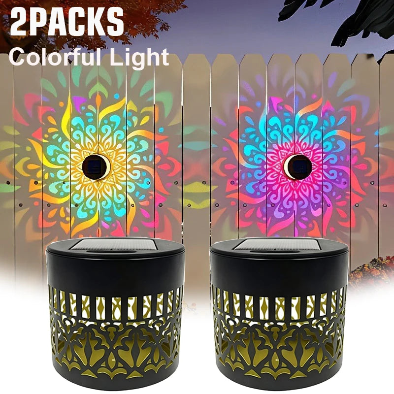 Colorful Light 2PCS Emitting Color Solar Mandala Sunflower Wall Light Outdoor Garden Decor