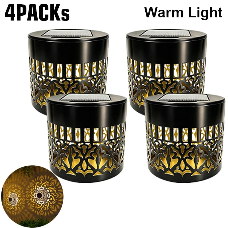Warm Light 4PCS Emitting Color Solar Mandala Sunflower Wall Light Outdoor Garden Decor